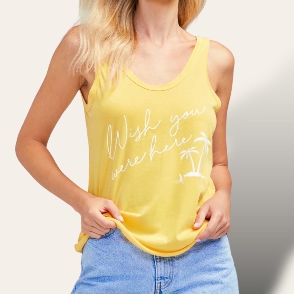 WILDFOX Wish You Were Here Lyla Tank in Pigment Mimosa Size Small (NWT)
